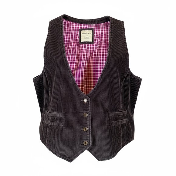 Old Navy Corduroy Vest Waistcoat Button Up V-Neck Sz XL #163K - Picture 2 of 8